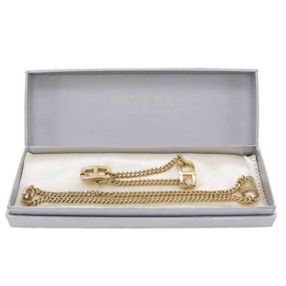 Dior Bracelet set Necklace CD logo Plated Gold Square 21.1g Women - Picture 1 of 10